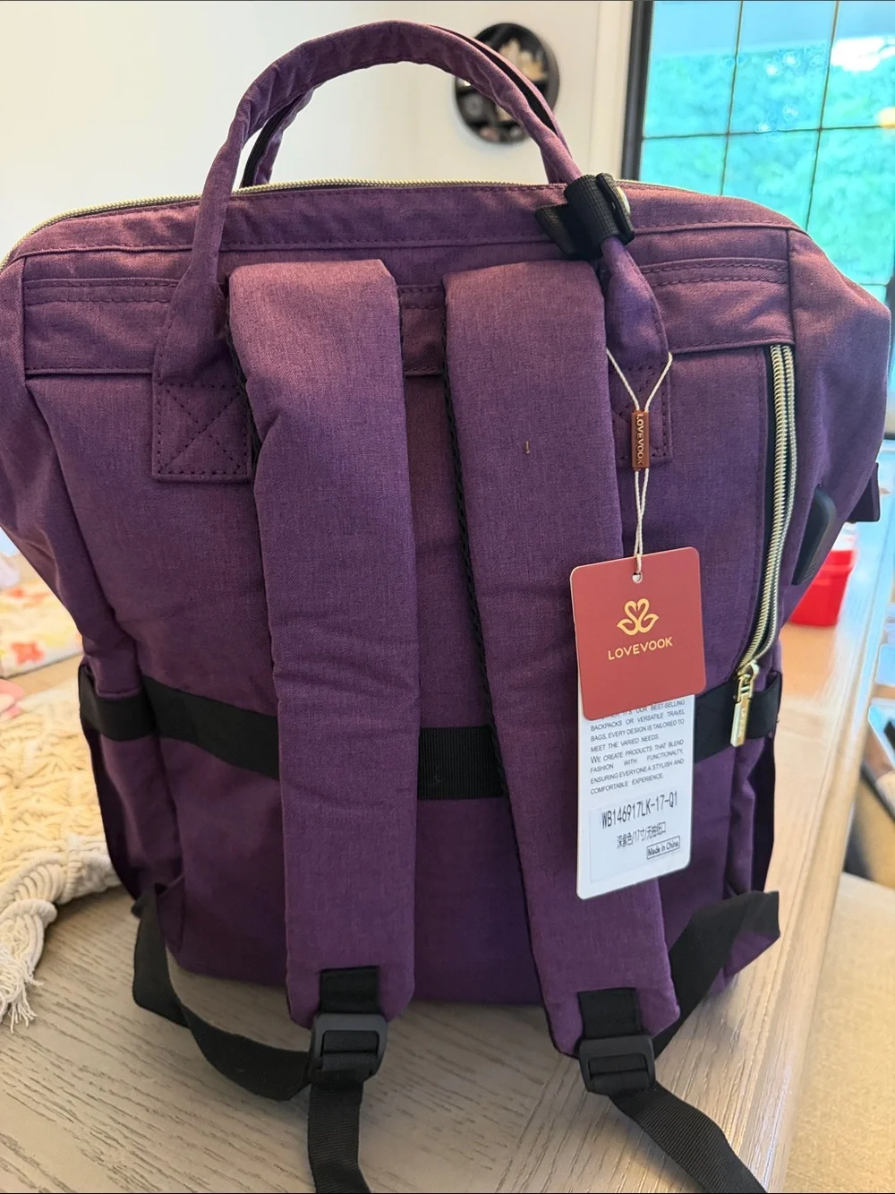 Lovecook Purple Women's Convertible Backpack Tote